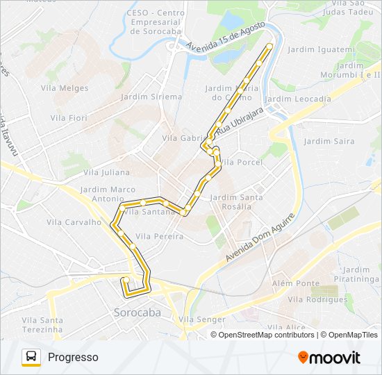 19 PROGRESSO Bus Line Map