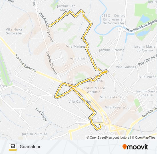Mapa da linha 24 GUADALUPE de ônibus