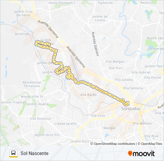 Mapa de 68 SOL NASCENTE de autobús