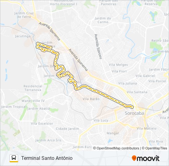 Mapa de 68 SOL NASCENTE de autobús