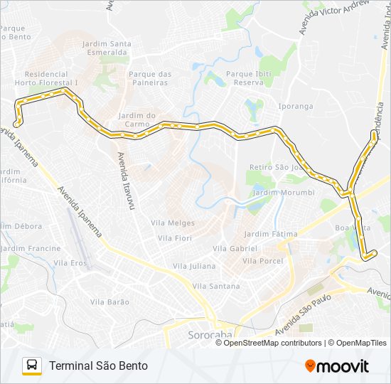 Mapa da linha 307 INTERBAIRROS 7 de ônibus