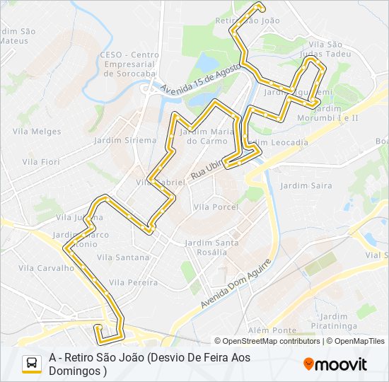Mapa da linha 45 RETIRO SÃO JOÃO de ônibus
