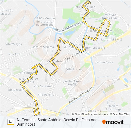 Mapa da linha 45 RETIRO SÃO JOÃO de ônibus