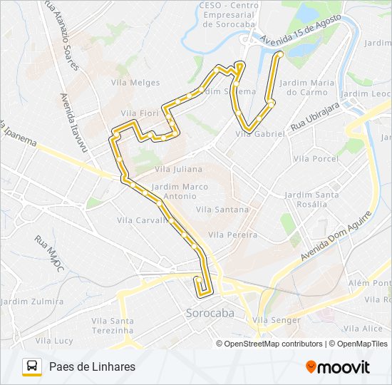 Mapa da linha 54 PAES DE LINHARES de ônibus
