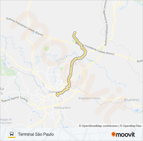 Mapa da linha 72 BAIRRO DOS CARVALHOS de ônibus