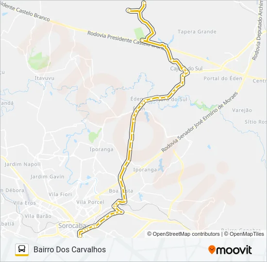 72 BAIRRO DOS CARVALHOS Bus Line Map