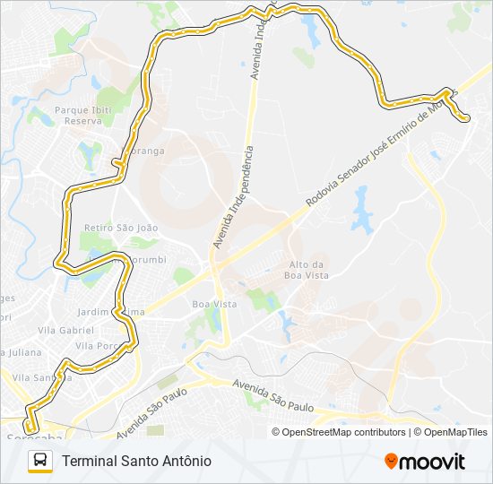 Mapa de 38 APARECIDINHA VIA ÉDEN de autobús