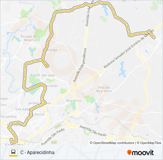 38 APARECIDINHA VIA ÉDEN bus Line Map