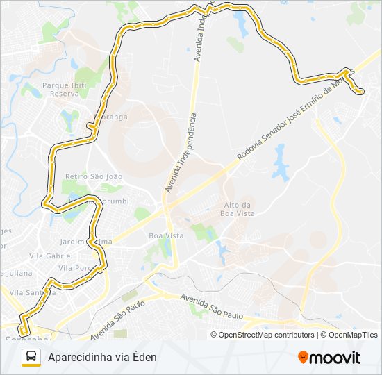 38 APARECIDINHA VIA ÉDEN bus Line Map