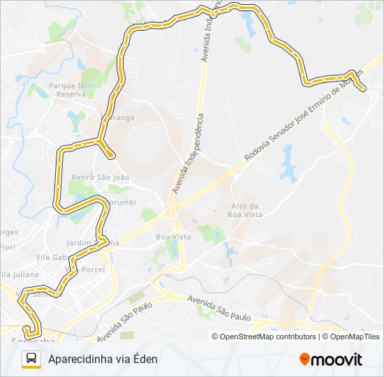 Mapa de 38 APARECIDINHA VIA ÉDEN de autobús