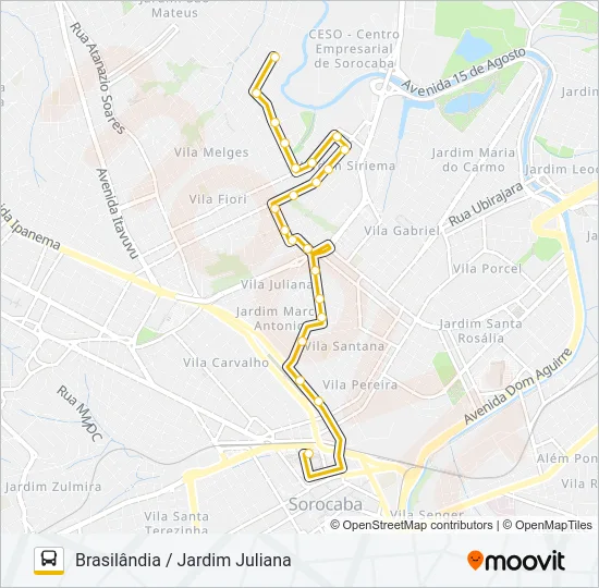 02 BRASILÂNDIA / JARDIM JULIANA Bus Line Map