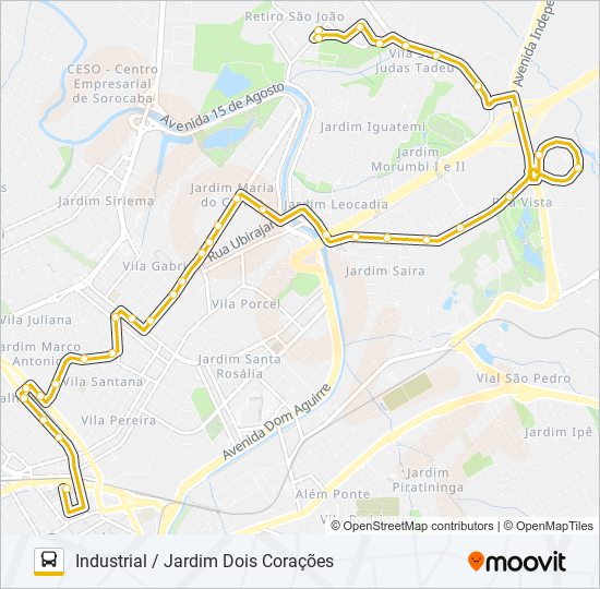 23 INDUSTRIAL / JARDIM DOIS CORAÇÕES bus Line Map