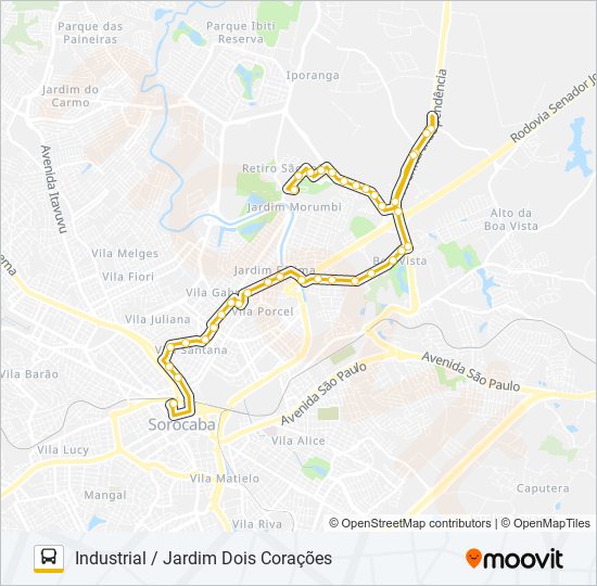 Mapa da linha 23 INDUSTRIAL / JARDIM DOIS CORAÇÕES de ônibus