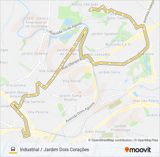 23 INDUSTRIAL / JARDIM DOIS CORAÇÕES bus Line Map