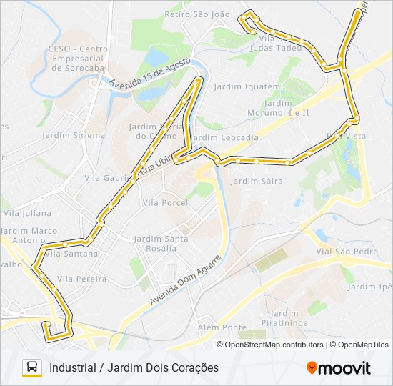 23 INDUSTRIAL / JARDIM DOIS CORAÇÕES bus Line Map