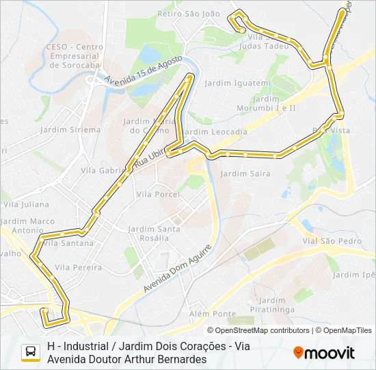 23 INDUSTRIAL / JARDIM DOIS CORAÇÕES Bus Line Map