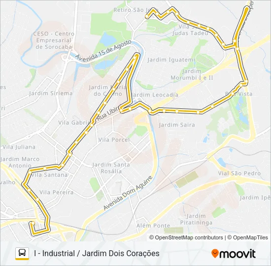 23 INDUSTRIAL / JARDIM DOIS CORAÇÕES Bus Line Map