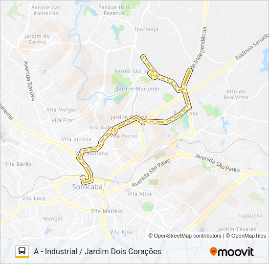Mapa da linha 23 INDUSTRIAL / JARDIM DOIS CORAÇÕES de ônibus