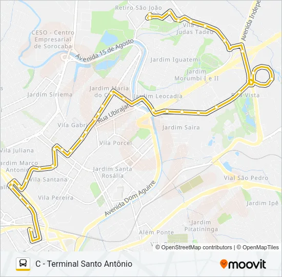 23 INDUSTRIAL / JARDIM DOIS CORAÇÕES Bus Line Map