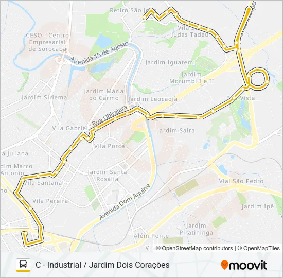 23 INDUSTRIAL / JARDIM DOIS CORAÇÕES Bus Line Map