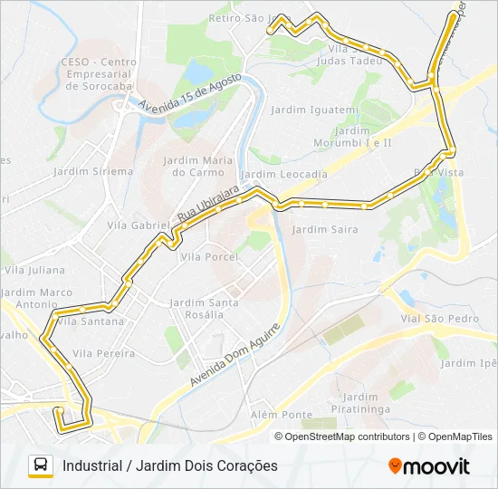 23 INDUSTRIAL / JARDIM DOIS CORAÇÕES Bus Line Map