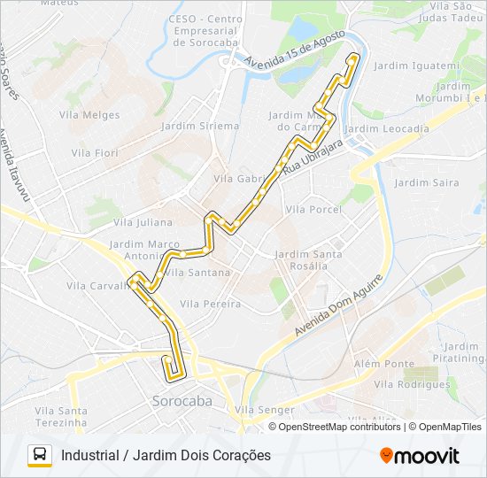 23 INDUSTRIAL / JARDIM DOIS CORAÇÕES bus Line Map