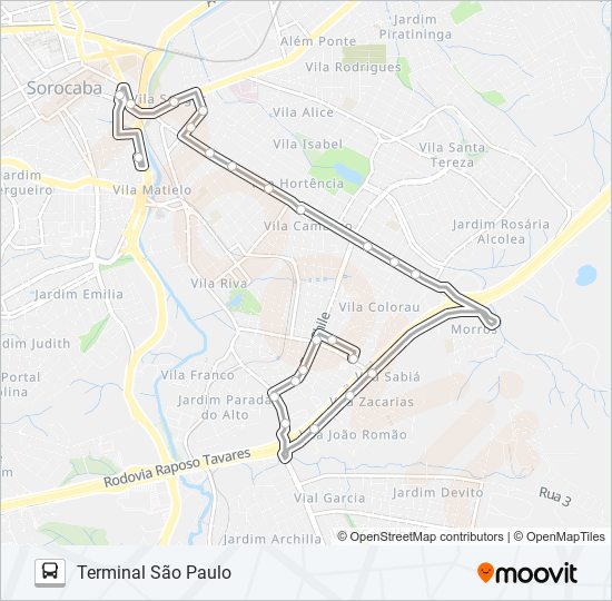 Mapa de 10 SENAC de autobús