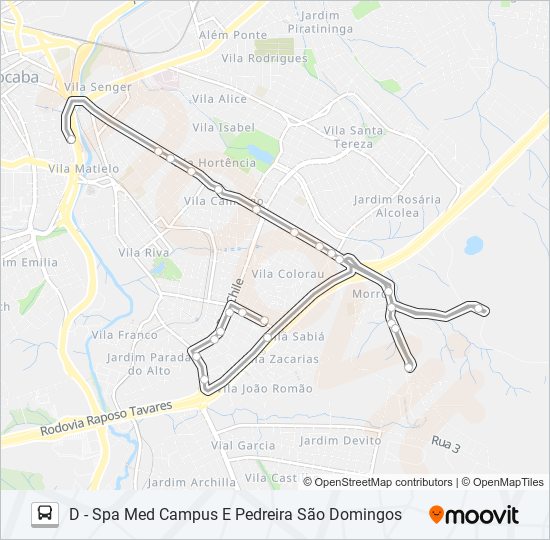 Mapa de 10 SENAC de autobús