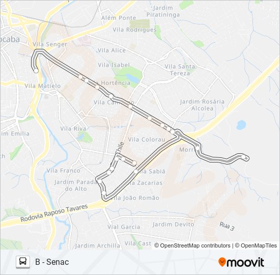 Mapa de 10 SENAC de autobús