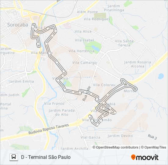 Mapa da linha 78 SABIÁ de ônibus