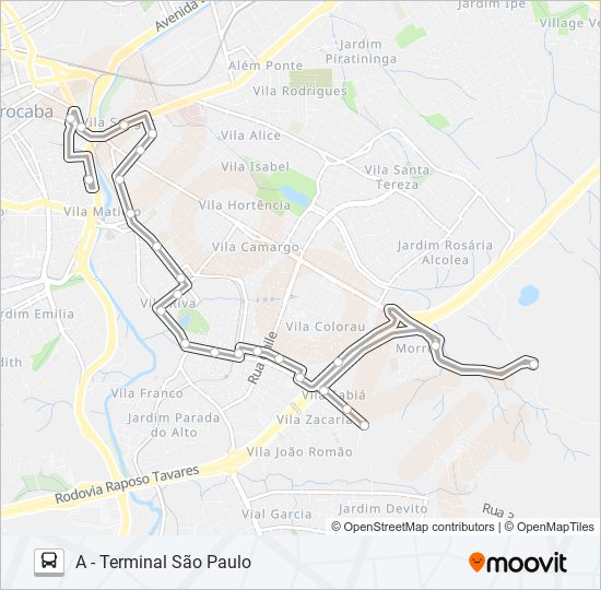 Mapa da linha 78 SABIÁ de ônibus