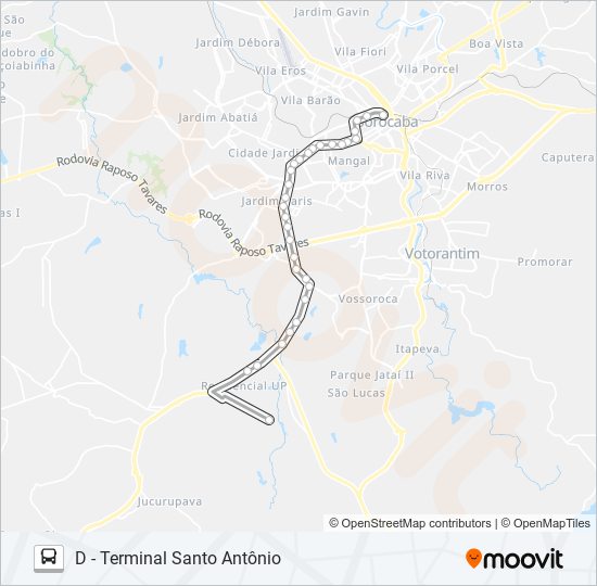 Mapa da linha 80 UFSCAR de ônibus