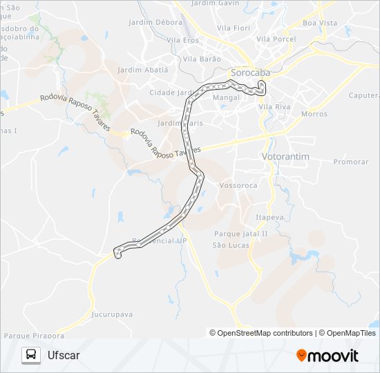 Mapa da linha 80 UFSCAR de ônibus