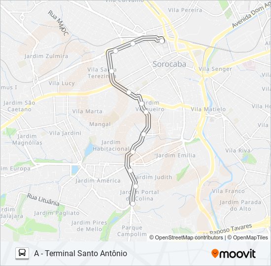 Mapa da linha 65 CAMPOLIM de ônibus