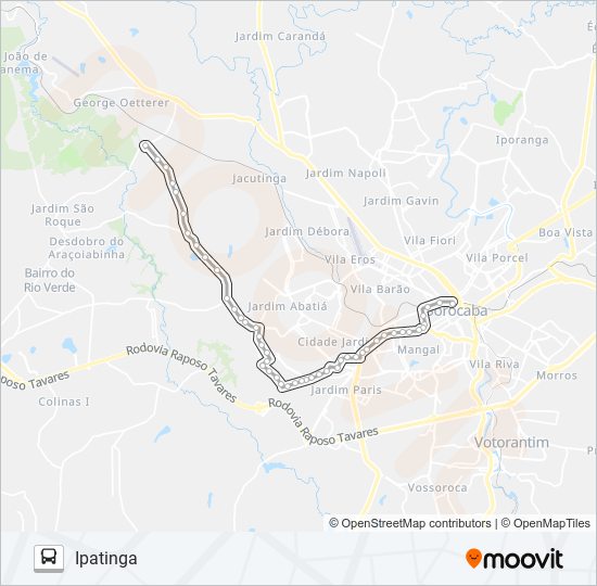 Mapa de 66 IPATINGA de autobús