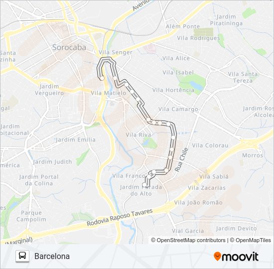 Mapa da linha 06 BARCELONA de ônibus