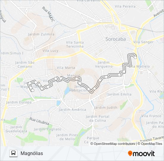 Mapa de 22 MAGNÓLIAS de autobús