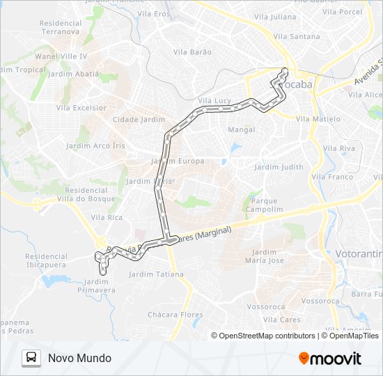 Mapa da linha 44 NOVO MUNDO de ônibus