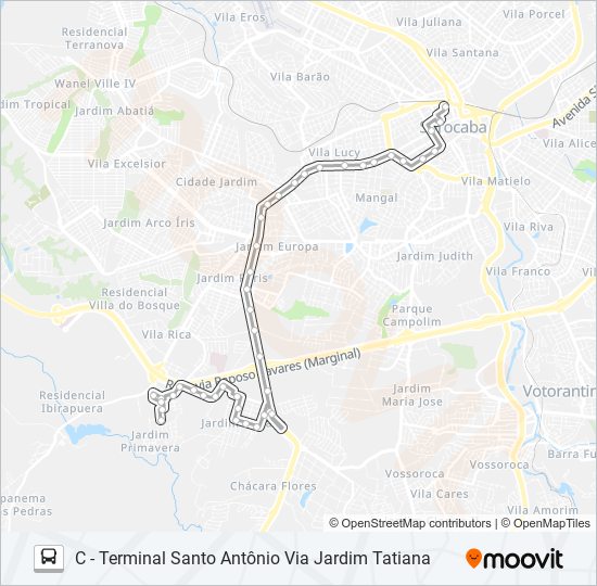 Mapa de 44 NOVO MUNDO de autobús