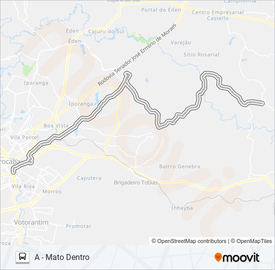 Mapa da linha 33 MATO DENTRO de ônibus