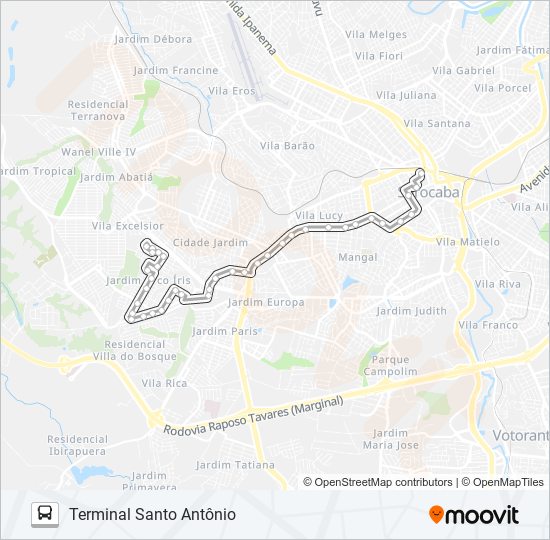 Mapa da linha 17 CENTRAL PARQUE de ônibus