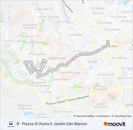 Mapa da linha 17 CENTRAL PARQUE de ônibus