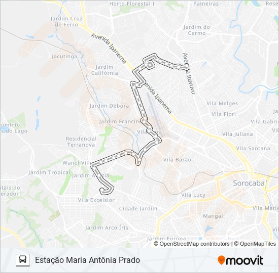 Mapa da linha 302 INTERBAIRROS 2 de ônibus