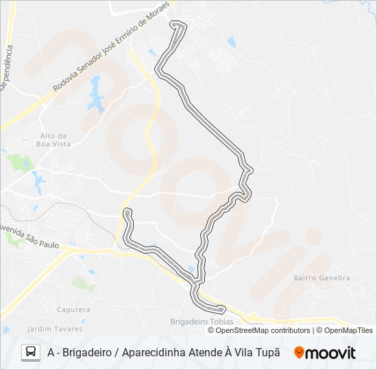 Mapa da linha 304 INTERBAIRROS 4 de ônibus