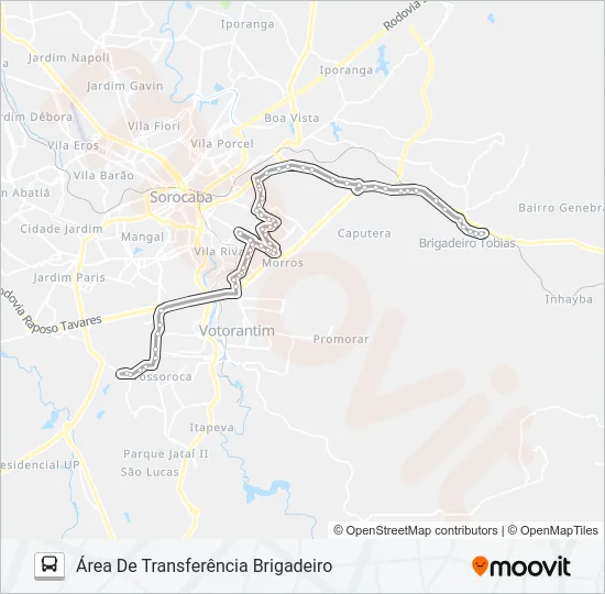 Mapa da linha 305 INTERBAIRROS 5 de ônibus