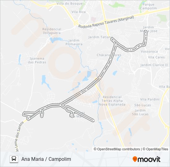 Mapa de 308 INTERBAIRROS 8 de autobús