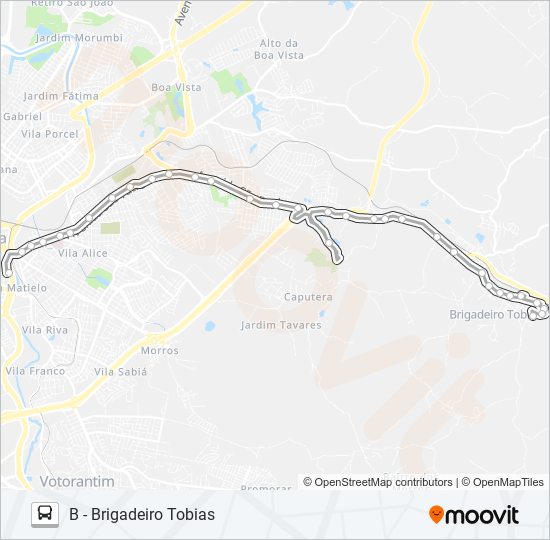 Mapa da linha 30 BRIGADEIRO TOBIAS de ônibus