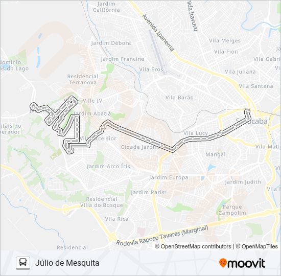 Mapa de 73 JÚLIO DE MESQUITA de autobús