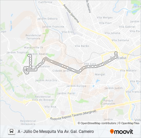 Mapa da linha 73 JÚLIO DE MESQUITA de ônibus