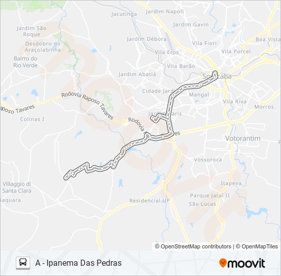 Mapa da linha 67 IPANEMA DAS PEDRAS de ônibus